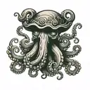 octopus with mushroom head  tattoo design idea