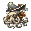 octopus with mushroom head  tattoo design idea