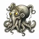 octopus with mushroom head  tattoo design idea