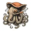 octopus with mushroom head  tattoo design idea