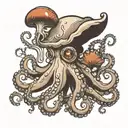 octopus with mushroom head  tattoo design idea