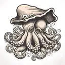 octopus with mushroom head  tattoo design idea