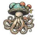 octopus with mushroom head  tattoo design idea