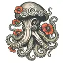 octopus with mushroom head  tattoo design idea
