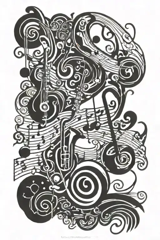 jazz music notes tattoo design idea