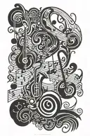jazz music notes tattoo design idea