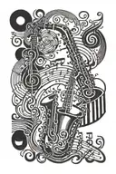 jazz music notes tattoo design idea