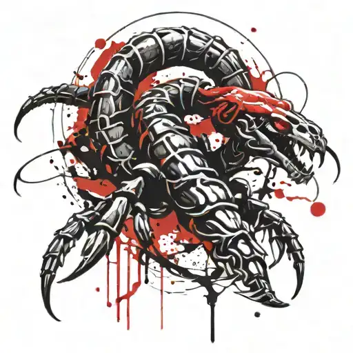 scorpion fighting snake  tattoo design idea