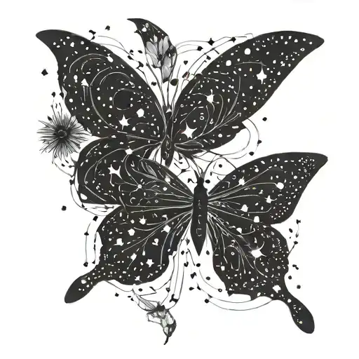 A constellation of stars forming a butterfly silhouette, representing the beauty in transformation and growth after addiction tattoo design idea