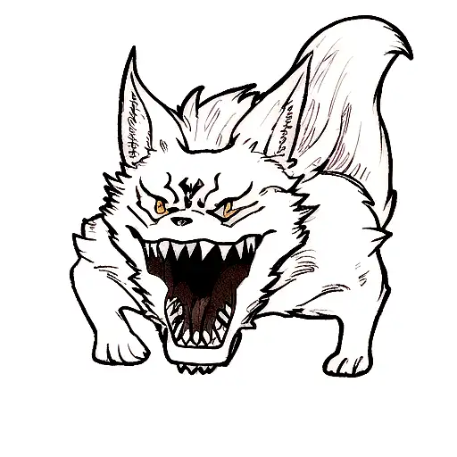 A traditional style tattoo of Fenrir's jaws wide open, ready to devour tattoo design idea