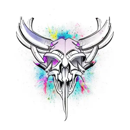polish ram skull tattoo design idea