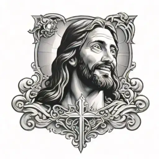 Jesus smiling tattoo design idea