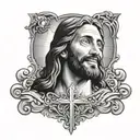 Jesus smiling tattoo design idea