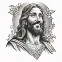 Jesus smiling tattoo design idea