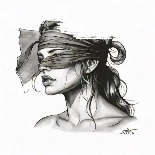 Girl With a Blindfold tattoo design idea