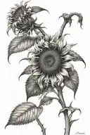 rugged sunflower wilting tattoo design idea