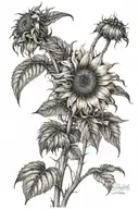 rugged sunflower wilting tattoo design idea