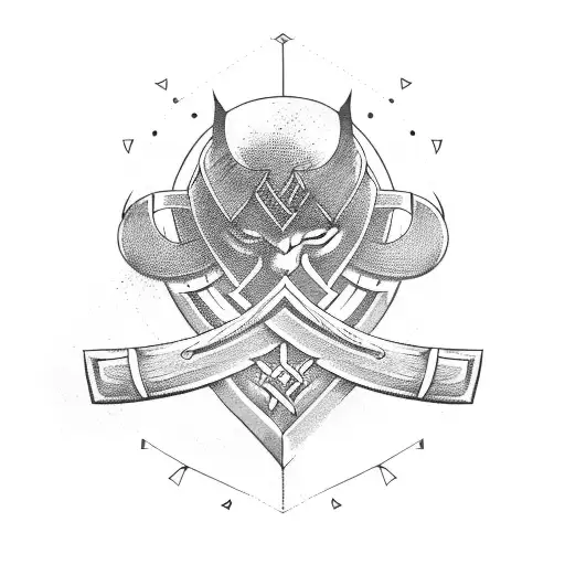 Viking symbols and axe tattoo design idea