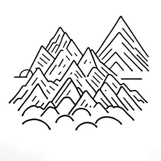A minimalist tattoo of a mountain range with a bookshelf as one of the peaks tattoo design idea
