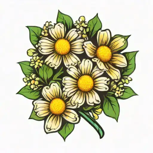 Daisy Flowers, Rage and Love symbol, shamrock tattoo design idea