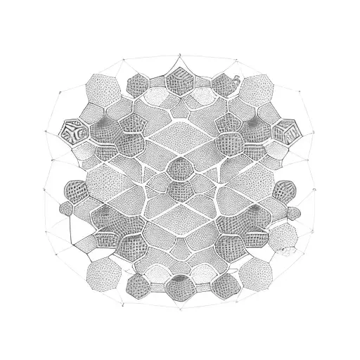 honeycomb pattern with molecular structures for dmt, psilocybin, lsd, ketamine,  dopamine, seratonin tattoo design idea