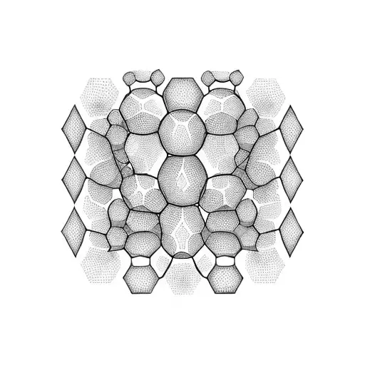 honeycomb pattern with molecular structures for dmt, psilocybin, lsd, ketamine,  dopamine, seratonin tattoo design idea