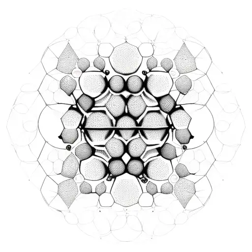 honeycomb pattern with molecular structures for dmt, psilocybin, lsd, ketamine,  dopamine, seratonin tattoo design idea