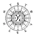 A minimalist tattoo of a spinning compass with the word 'fearless' encircling it tattoo design idea