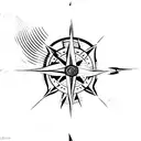 A minimalist tattoo of a spinning compass with the word 'fearless' encircling it tattoo design idea