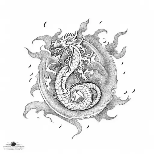 waves, philippine sun, sampaguita flower, and dragon tattoo design idea
