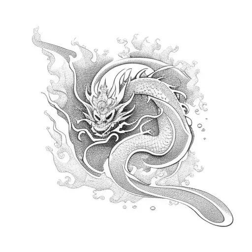 waves, philippine sun, sampaguita flower, and chrome dragon for an arm sleeve tattoo tattoo design idea