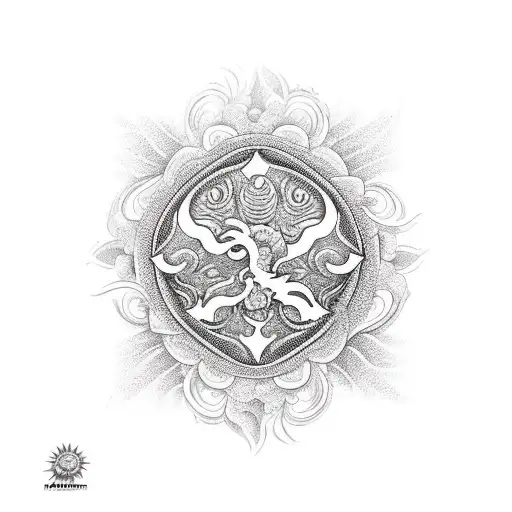 waves, philippine sun, sampaguita flower, and chrome dragon tattoo design idea