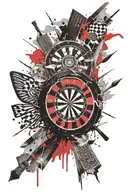 dart board exploding tattoo design idea