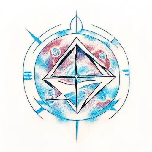 4 elements (air, earth, water, fire) smoothly turn into runes, and then into a binary code. The style is something like  tattoo design idea