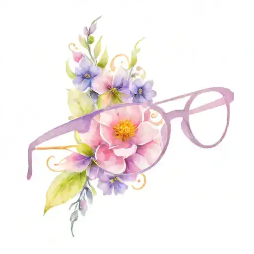 purple eyeglass with flowers  tattoo design idea