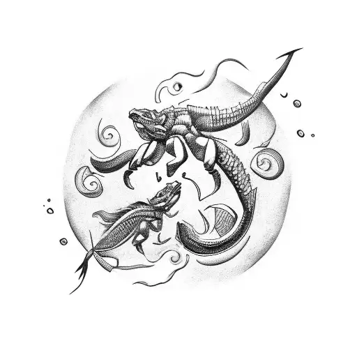 arm with Scorpio, Capricorn and pisces tattoo design idea