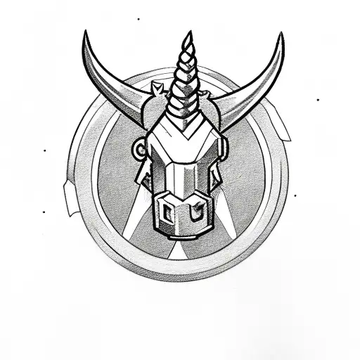 Fortnite logo incorporated into a sketch style unicorn design tattoo design idea