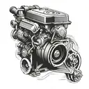 renault sport car engine tattoo design idea