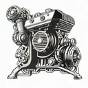renault sport car engine tattoo design idea