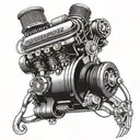 renault sport car engine tattoo design idea