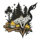 fall woods camp fire tattoo design idea