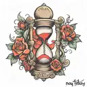 hourglass with words "no day but today" tattoo design idea