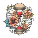 hourglass with words "no day but today" tattoo design idea