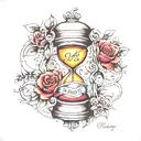 hourglass with words "no day but today" tattoo design idea