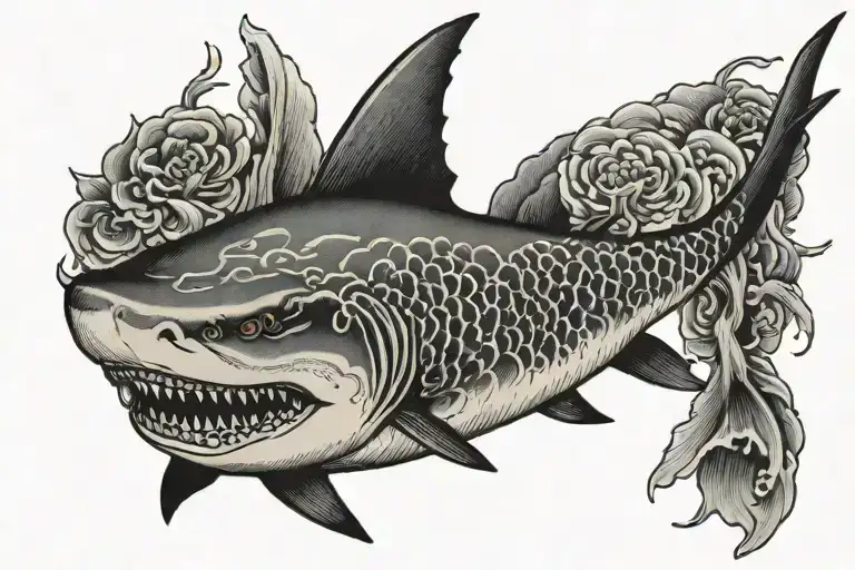 japanese shark tattoo design idea