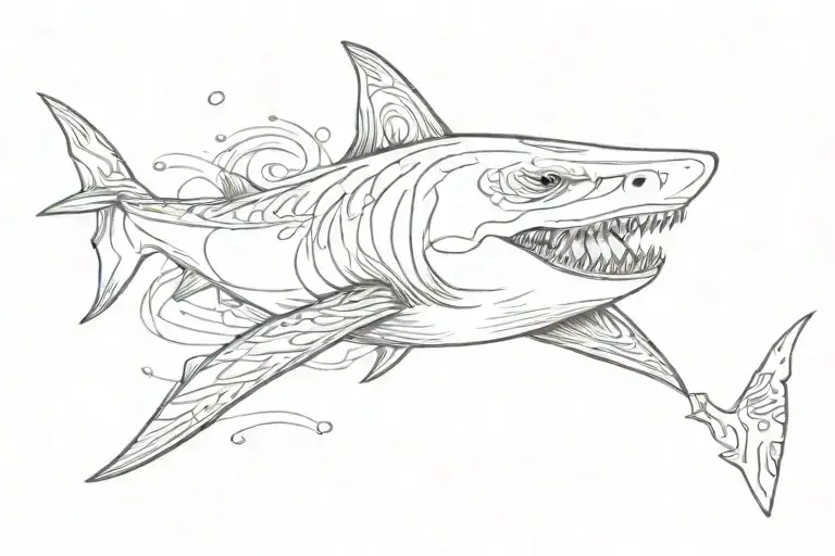 japanese shark with small waves forming tattoo design idea