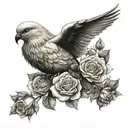 dove, lion and roses tattoo design idea