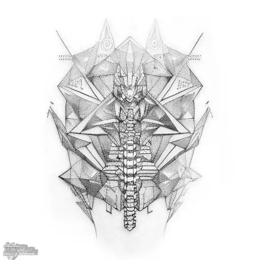 cyberpunk spine tattoo design idea