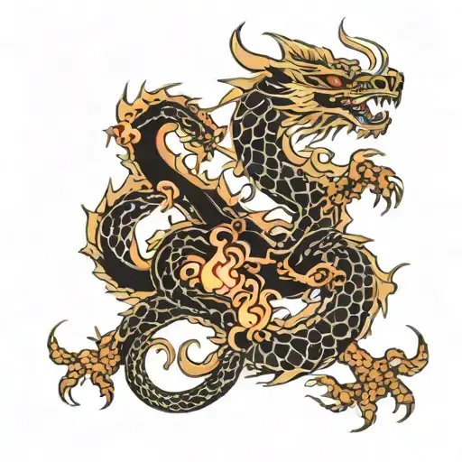 king dragon japanese fire element tattoo design idea