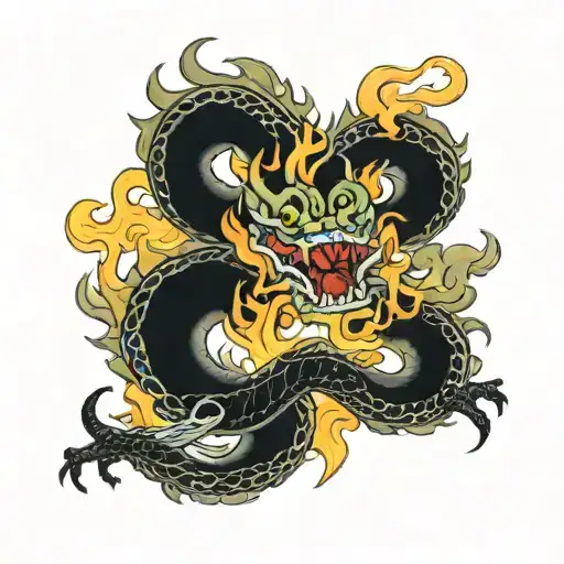 king dragon japanese fire element tattoo design idea